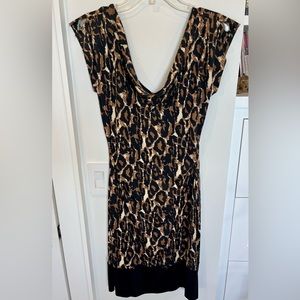 Diane Von Furstenberg Animal Print Cowl Neck Dress
